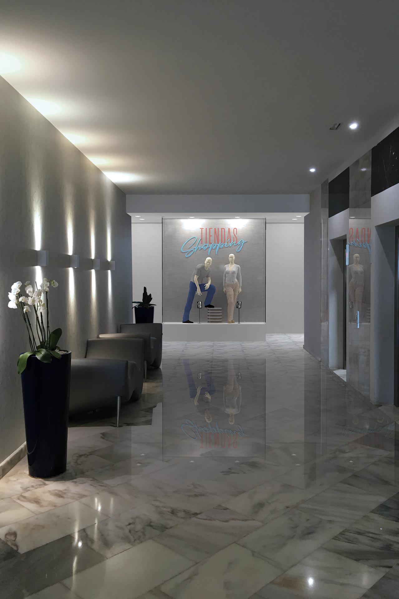 Señal identificativa del Hotel Hovima Costa Adeje para los espacios comunes destacados, realizada con LED tipo neón.